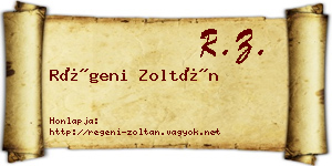 Régeni Zoltán névjegykártya